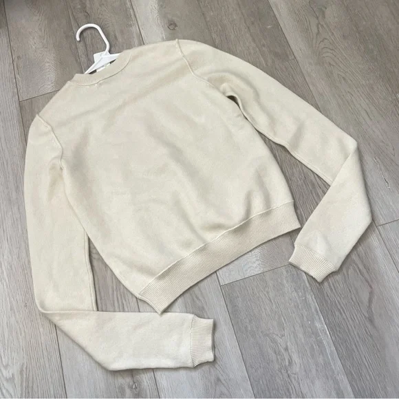 Brazeau Tricot Sweater NWT cashmere crew thumbhole knit womens Cream (small)